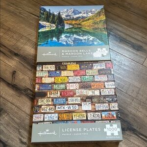 Hallmark Puzzle Set - Scenic Maroon and Vibrant License Plates